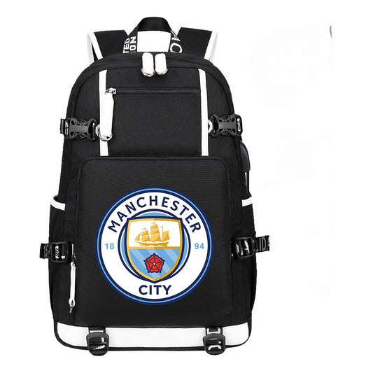 Sports Football Star Usb Printed Youth Student Backpack Leisure Travel Backpack