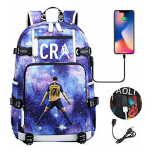 Football Star Cristiano Ronaldo Printed Youth Student Backpack Leisure Travel Backpack