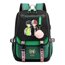 Comics My Heroes Academy Usb Student Backpack Casual Ribbon Flip Backpack