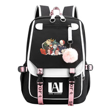 Comics My Heroes Academy Usb Student Backpack Casual Ribbon Flip Backpack