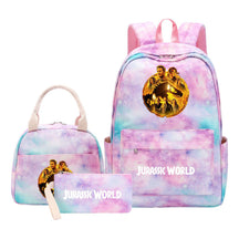 Jurassic Park Dinosaur Student School Bag Lunch Bag Three Piece Set Backpack Set