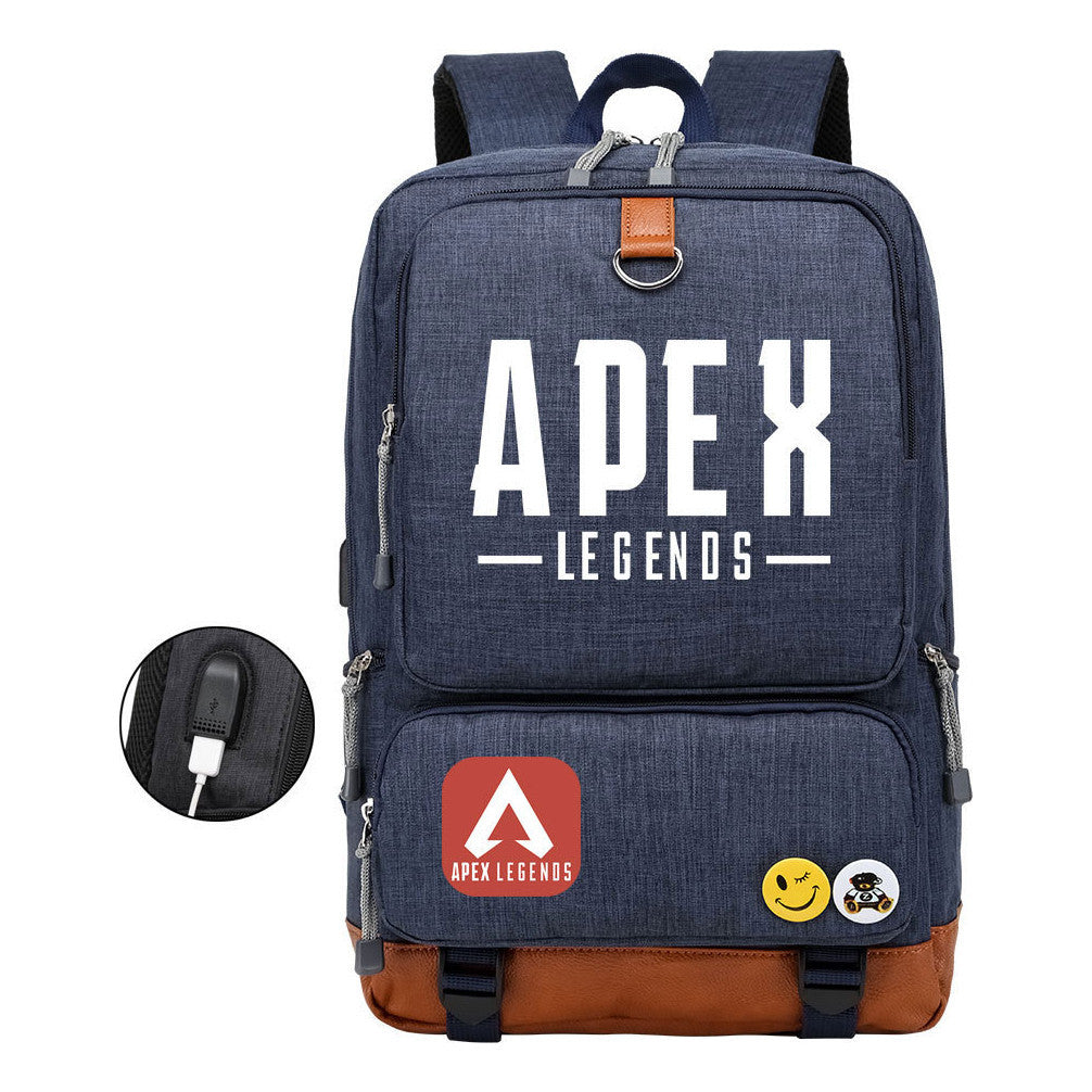 Apex Hero Print Usb Youth School Bag Travel Backpack