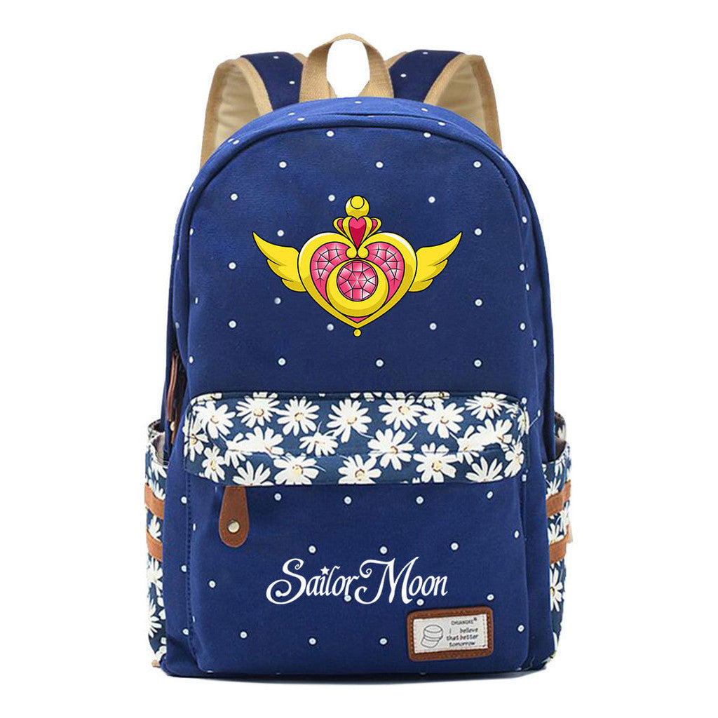 Anime Beauty Girl Warrior Youth School Bag Fragmented Flower Leisure Backpack
