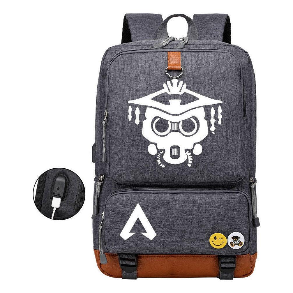 Apex Hero Print Usb Student Backpack For Leisure Travel Backpack