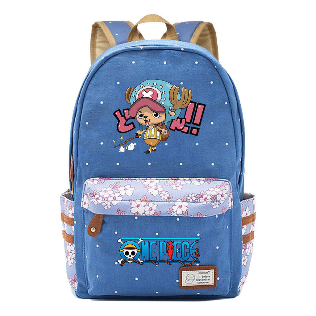 Anime Pirate King Lufei Printed Student School Bag Fragmented Flower Leisure Backpack