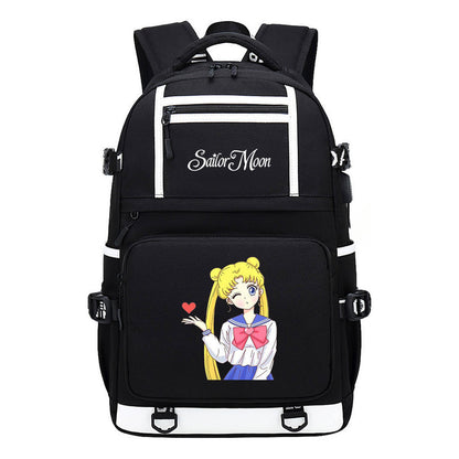 Anime Beauty Girl Warrior Usb Youth Student School Bag Men's And Women's Backpack Leisure Travel Backpack