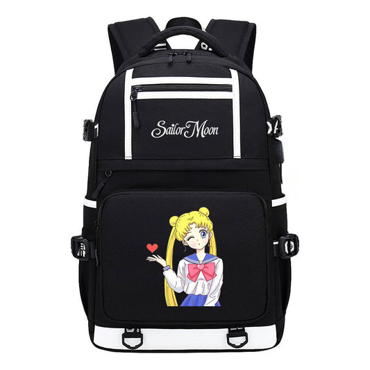 Anime Beauty Girl Warrior Usb Youth Student School Bag Men's And Women's Backpack Leisure Travel Backpack