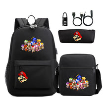 Super Mario Usb Password Lock Youth Student Backpack 3-piece Set For Men And Women Backpacks