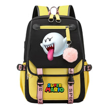 Super Mario Printed Usb Youth Student Backpack For Men And Women With Casual Woven Strap Flap Backpack