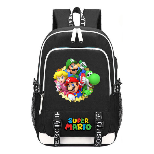 Super Mario Usb Youth School Bag Men's And Women's Leisure Sports Backpack