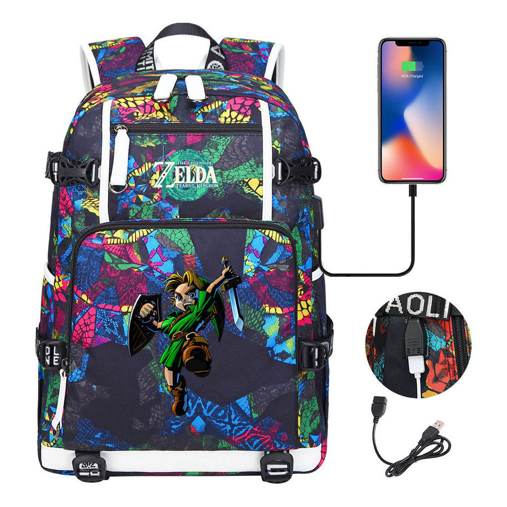 Game Zelda Legend Printed Youth Student Backpack For Men And Women With Large Capacity Leisure Travel Backpack