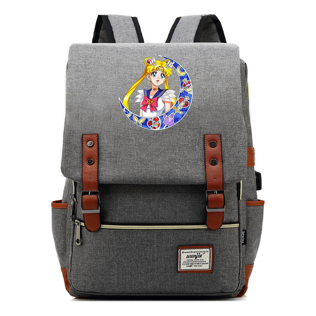 Beautiful Girl Warrior Youth Student School Bag Usb Men's And Women's Leisure Backpack
