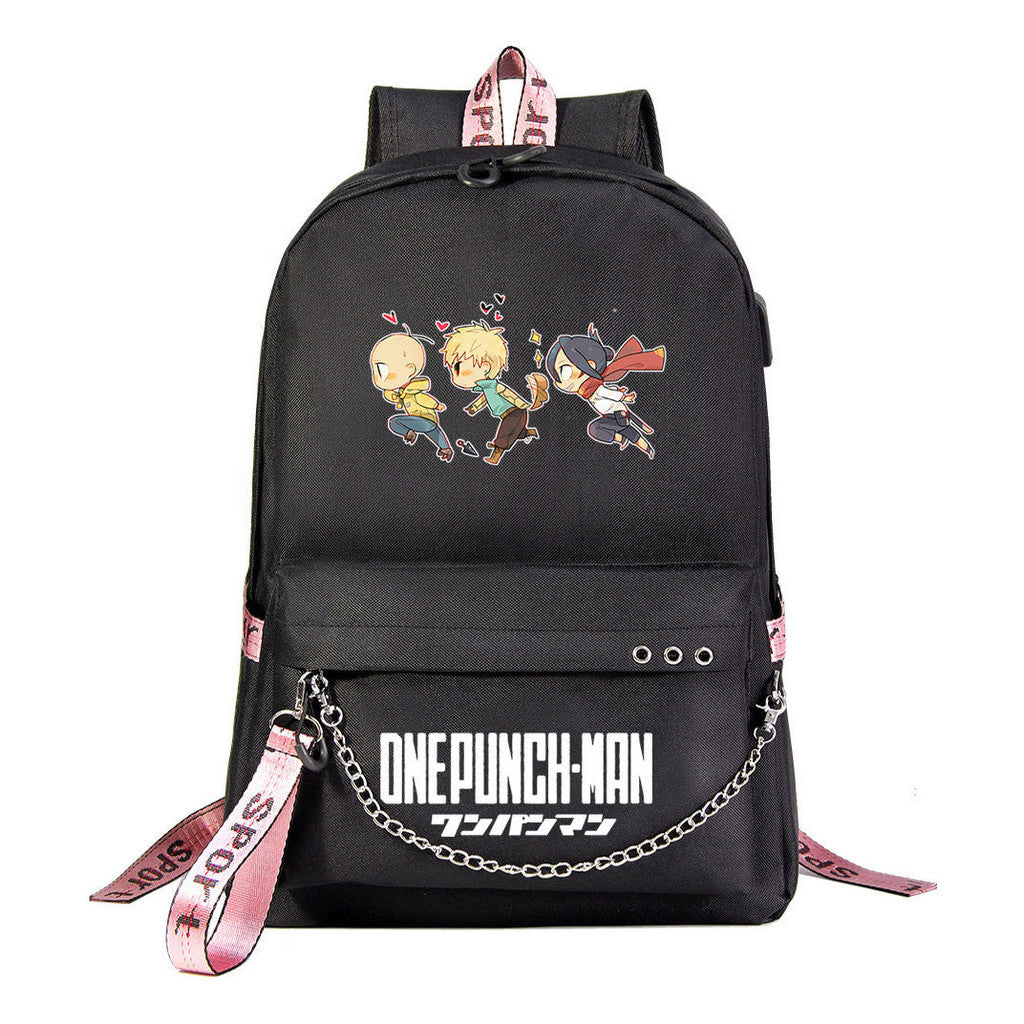 Comic One Punch Superman Printed Usb Youth Student Backpack Men's And Women's Leisure Travel Backpack