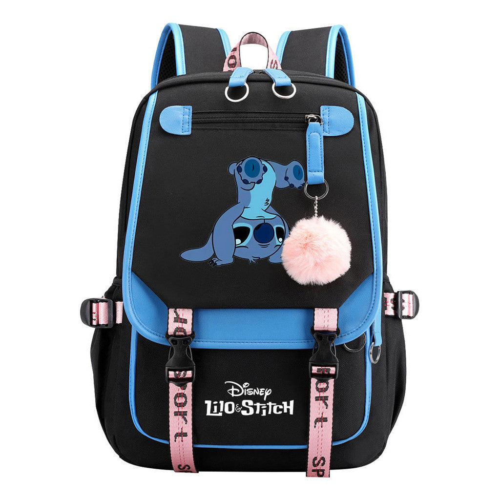 Interstellar Baby Stitch Usb Backpack For Boys And Girls Casual Woven Strap Flip Backpack