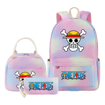 Cartoon Pirate King Student Girls School Bag Lunch Bag Three Piece Set Backpack Set