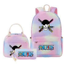 Cartoon Pirate King Student Girls School Bag Lunch Bag Three Piece Set Backpack Set