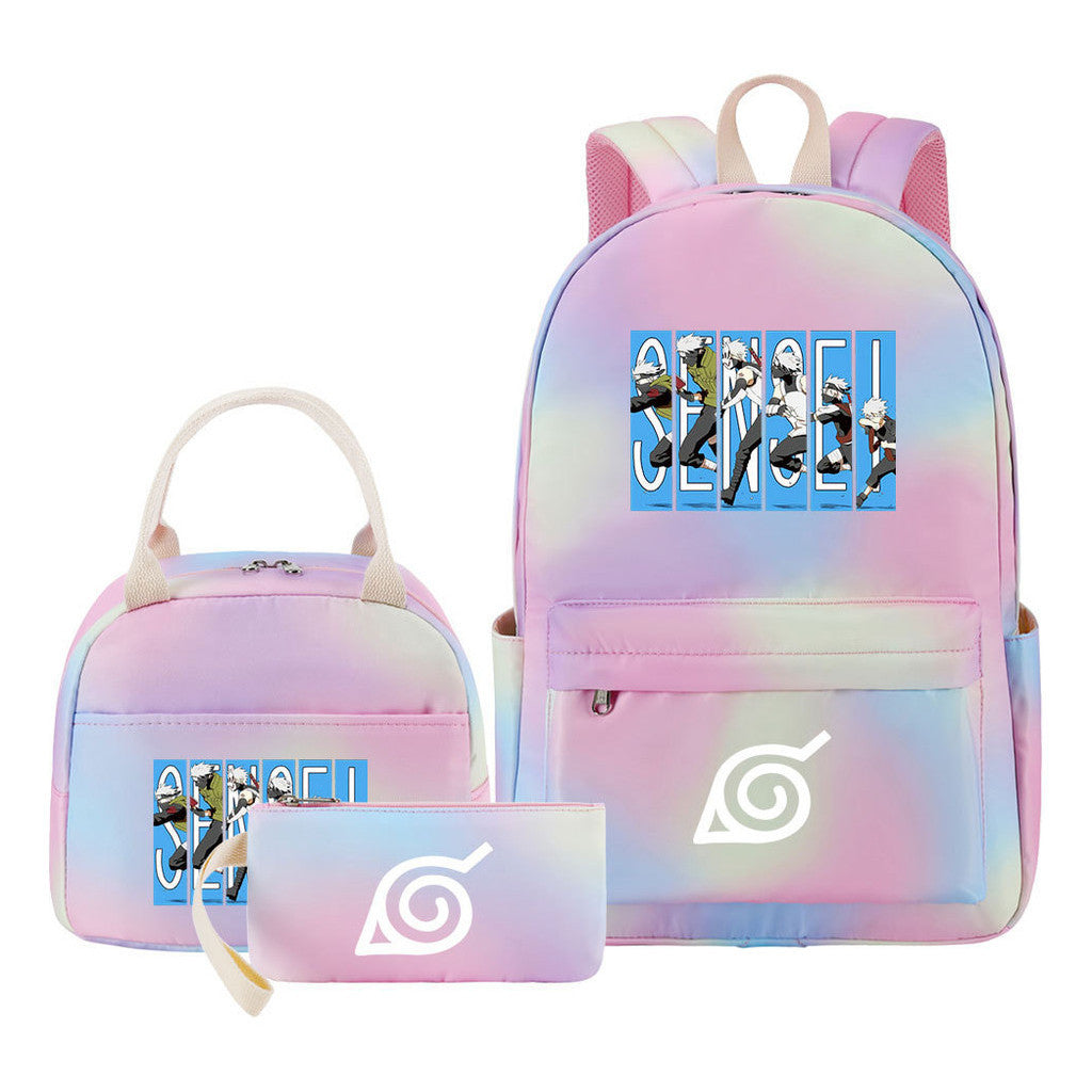 Naruto Youth Student School Bag Lunch Bag Three Piece Set Backpack Set