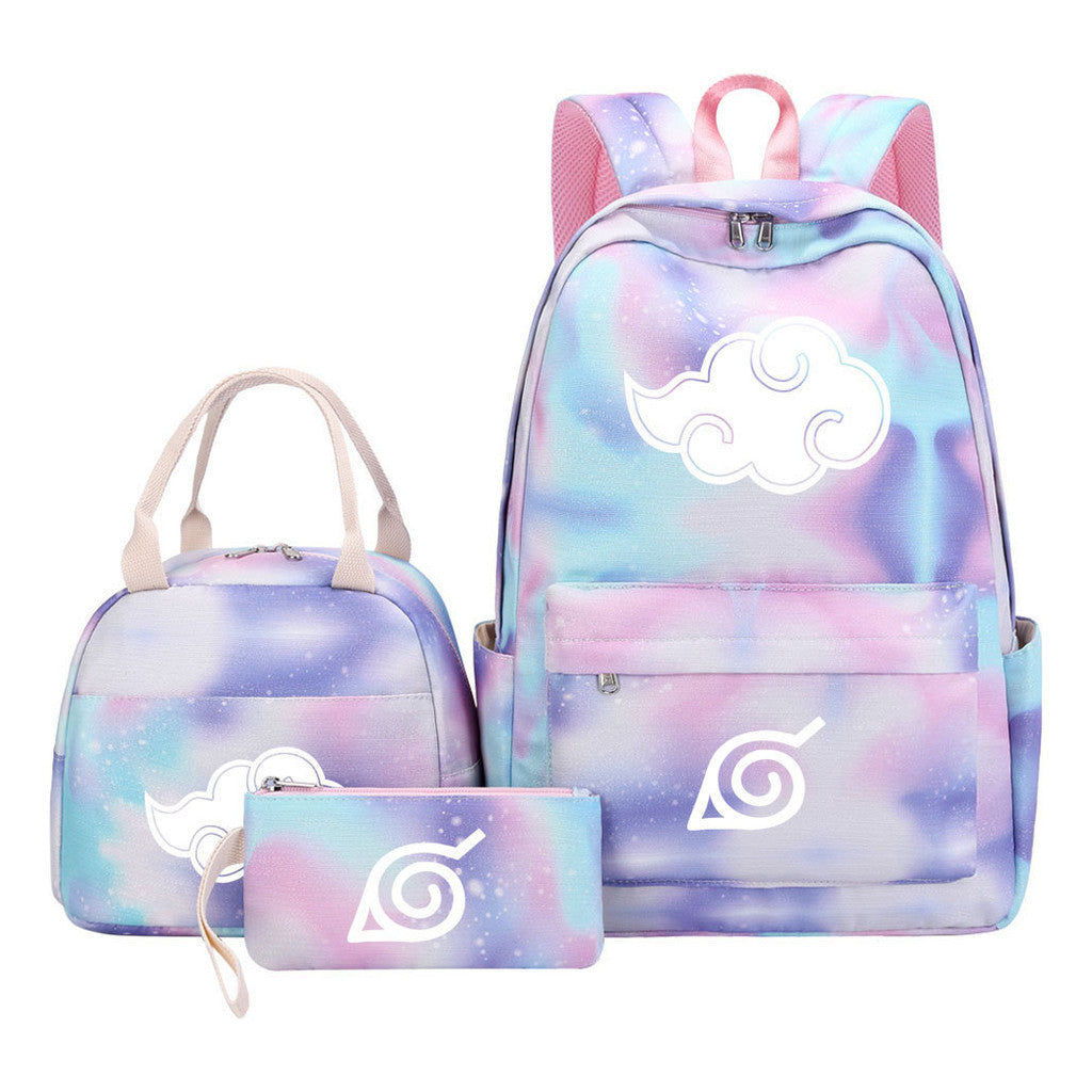Naruto Teenage Student Girls School Bag Lunch Bag Three Piece Set Backpack Set