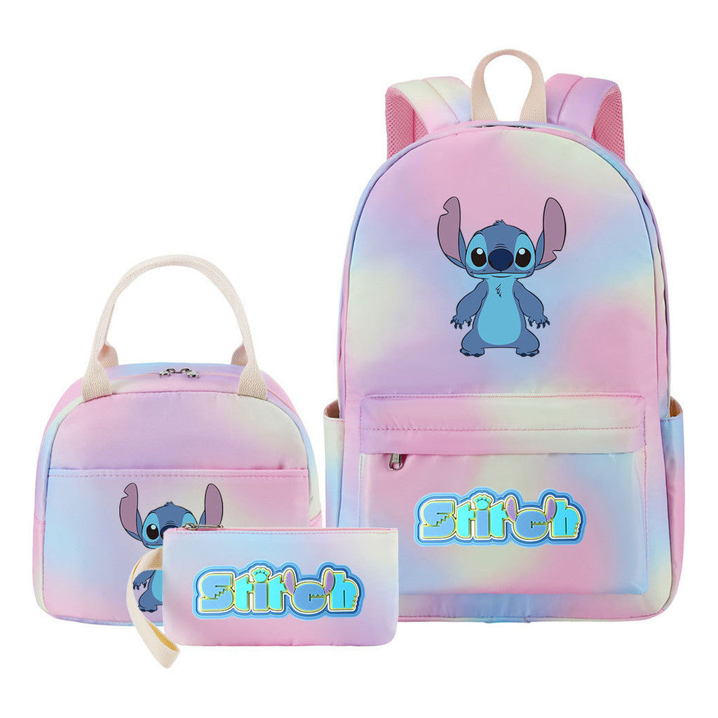 Interstellar Baby Stitch Youth Student Girls School Bag Lunch Bag Three Piece Set Backpack Set