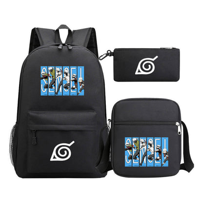 Anime Naruto Starry Sky Student School Bag Three Piece Set Backpack Set