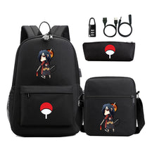 Naruto Usb Password Lock Student Backpack Three Piece Set Backpack Set