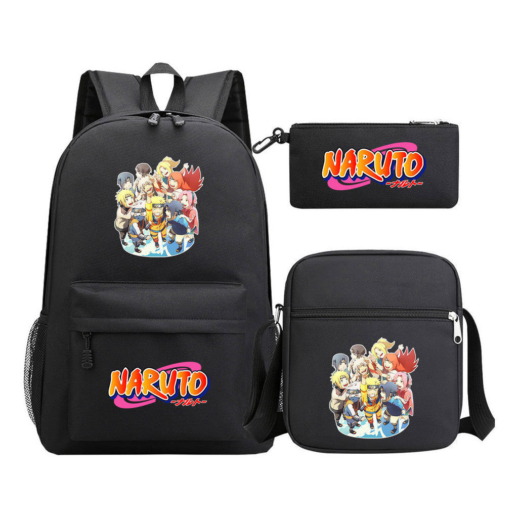 Anime Naruto Starry Sky Student School Bag Three Piece Set For Men And Women Backpack Set