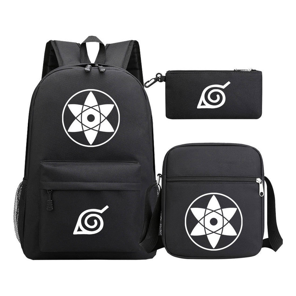 Anime Naruto Starry Sky Youth School Bag Three Piece Set For Men And Women Backpack Set