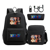Cartoon Pirate King Usb Password Lock Youth Student Backpack Three Piece Set Backpack