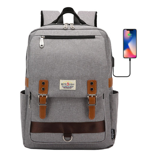 Printed Teenage Student Backpack For Men And Women With Casual Belt Buckle Usb Backpack