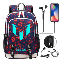 Blue Luminous Sports Football Star Teenagers Schoolbag Usb Leisure Backpack Men And Women