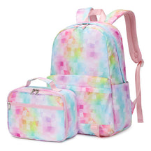 Rainbow Gradient Teenage Student Girls School Bag Lunch Bag Three Piece Set Backpack Set