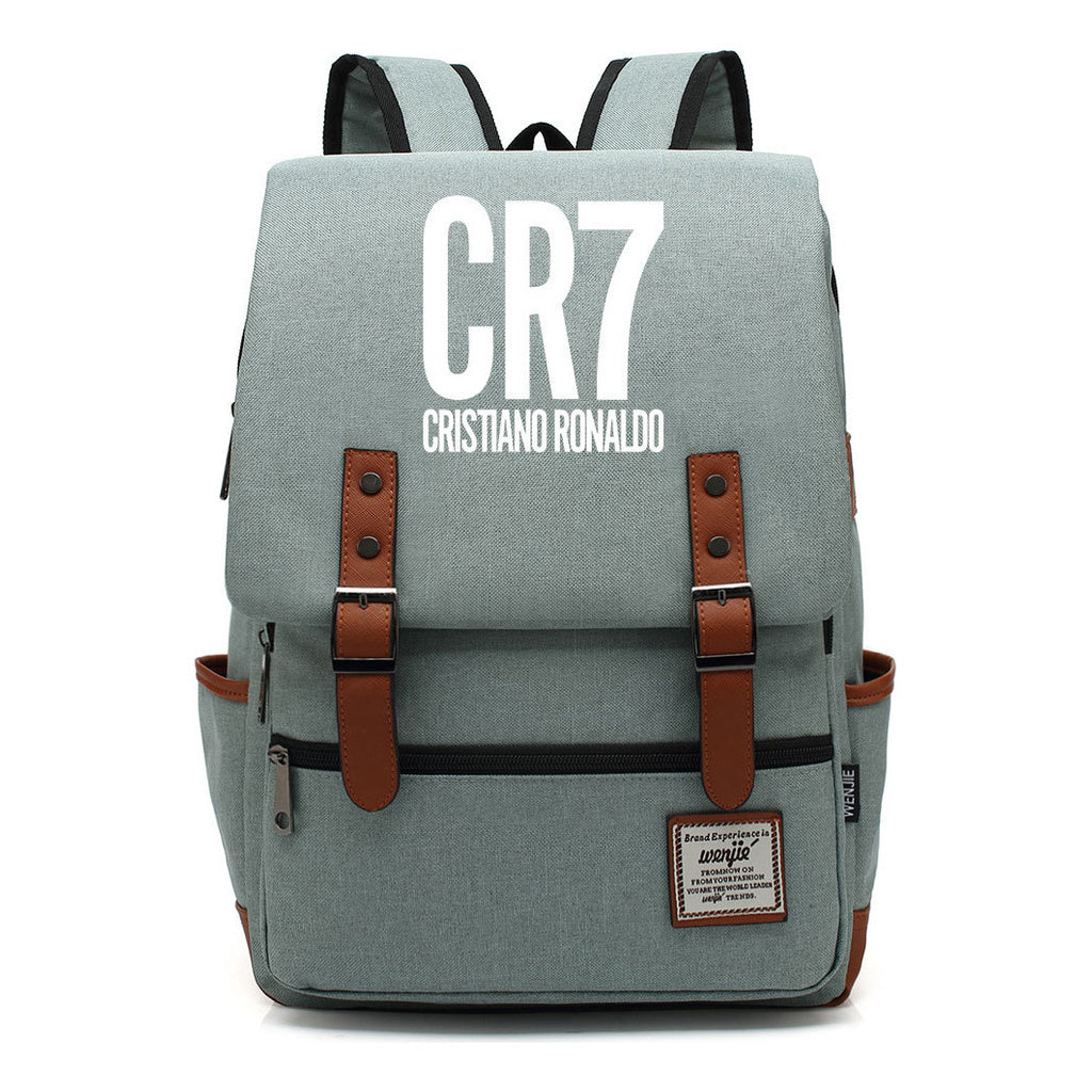Football Star Cristiano Ronaldo Printed Backpack For Men And Women With Casual Belt Buckle Classic Backpack