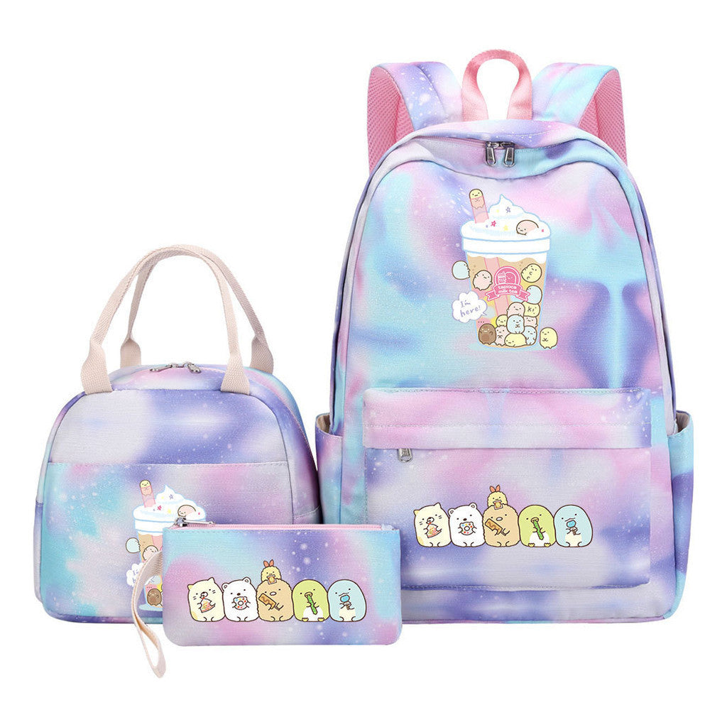 Game Corner Biology Youth Student Girls School Bag Lunch Bag Three Piece Set Backpack Set