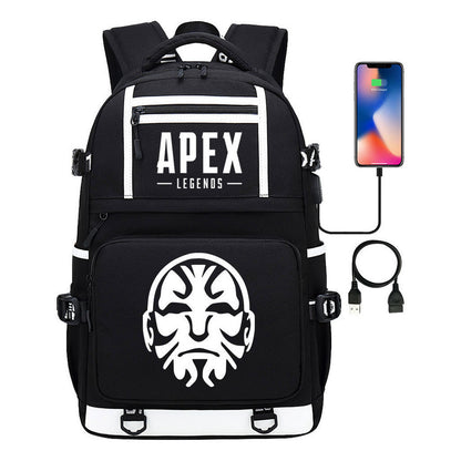 Apex Hero Print Usb Youth School Bag Backpack Leisure Travel Backpack