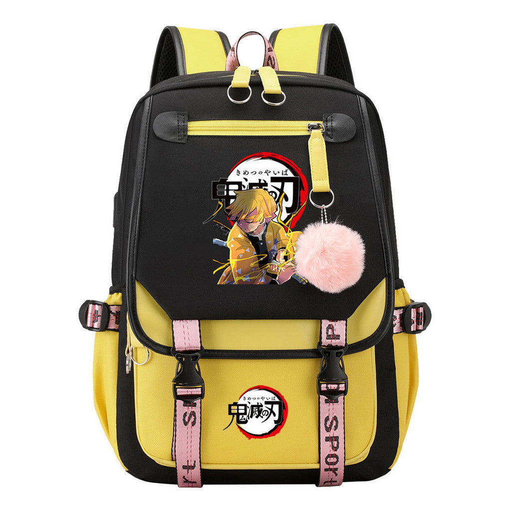 Cartoon Fashion Usb Student Backpack With Casual Woven Strap Flip Back Backpack