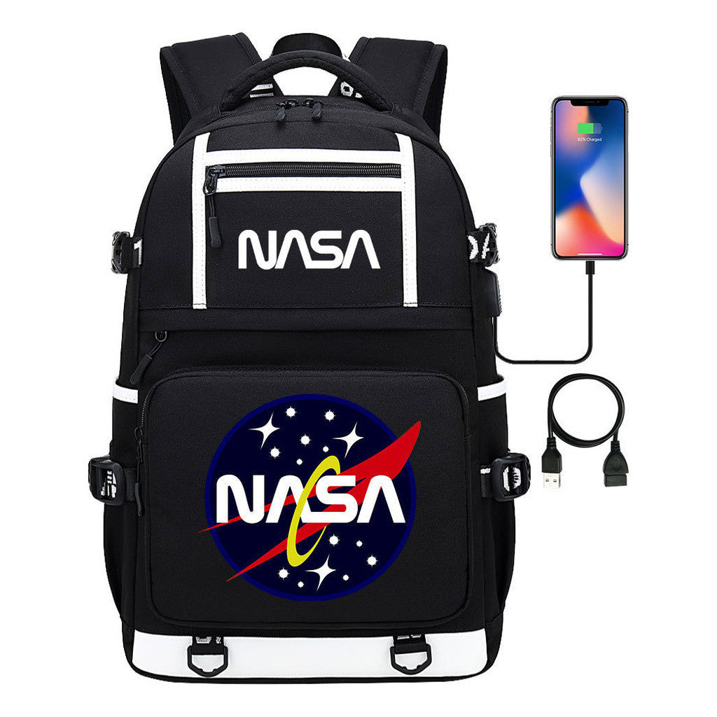 Fashionable Space Printed Usb Student Backpack Backpack Leisure Travel Backpack