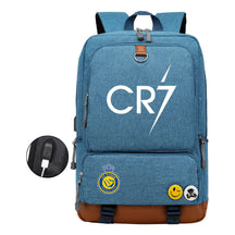 Football Star Cristiano Ronaldo Printed Usb Student Backpack Leisure Travel Backpack