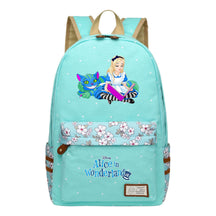 Anime Cartoon Cheshire Cat Print Youth Student Backpack With Floral Casual Backpack