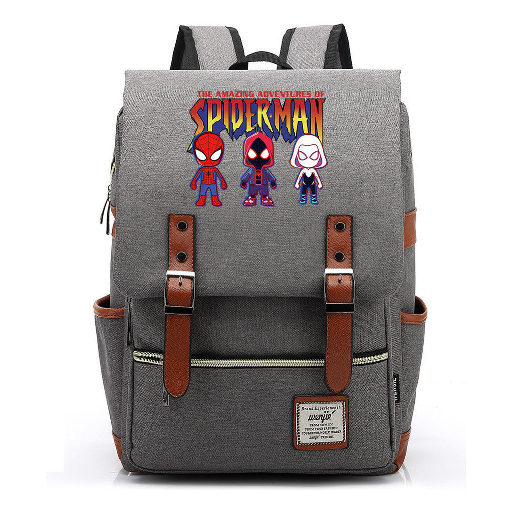 Superhero Print Youth Student Backpack For Men And Women, Casual Belt Buckle, Classic Backpack