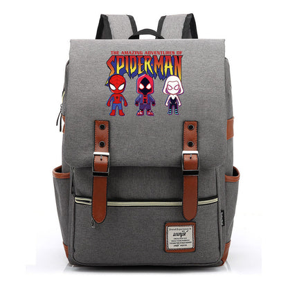Superhero Print Youth Student Backpack For Men And Women, Casual Belt Buckle, Classic Backpack
