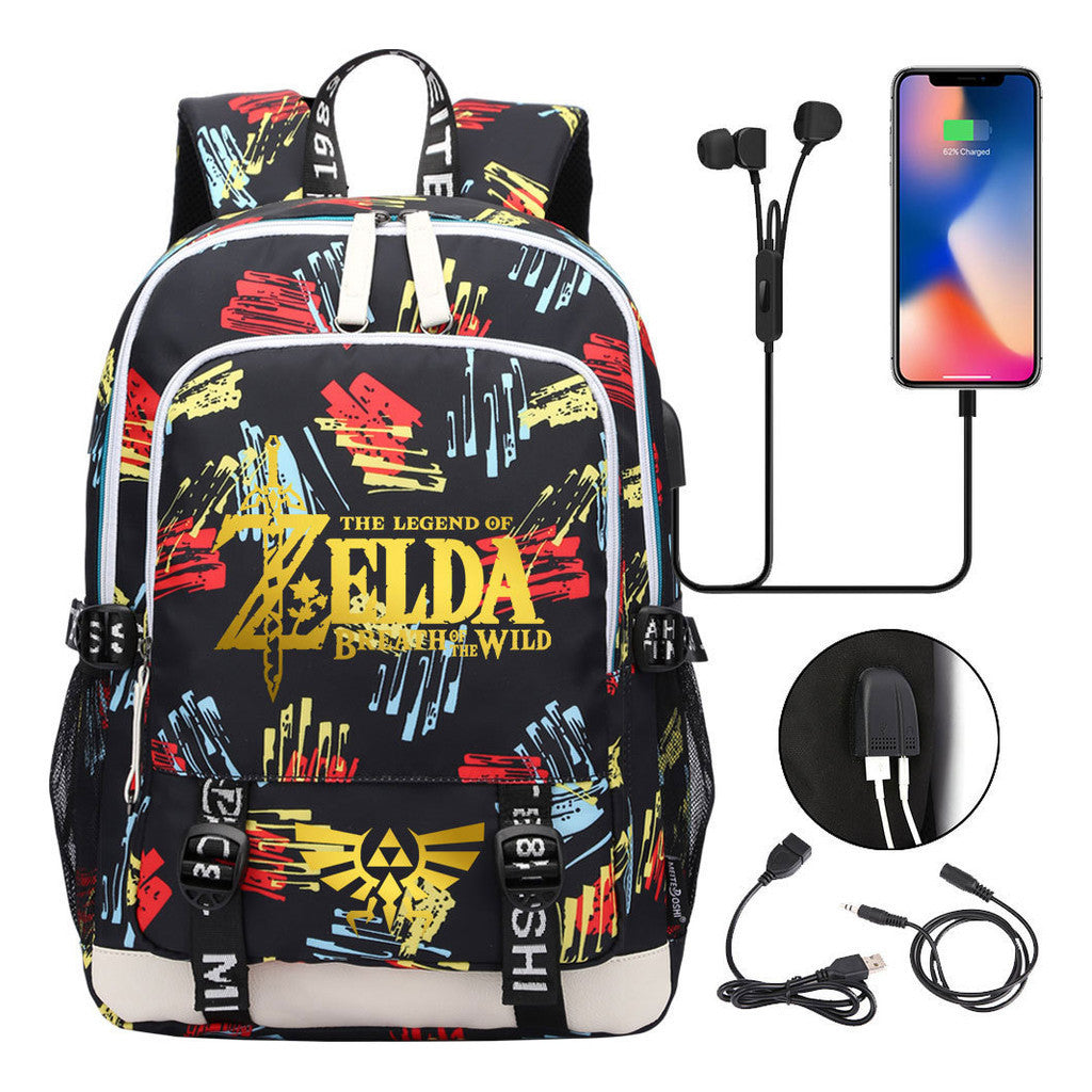 Golden Selda Kingdom Tears Usb Youth Student Backpack Men's And Women's Leisure Sports Backpack