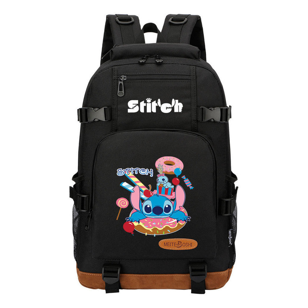 Anime Star Baby Stitch Printed Student Backpack Men And Women's Leisure Travel Backpack
