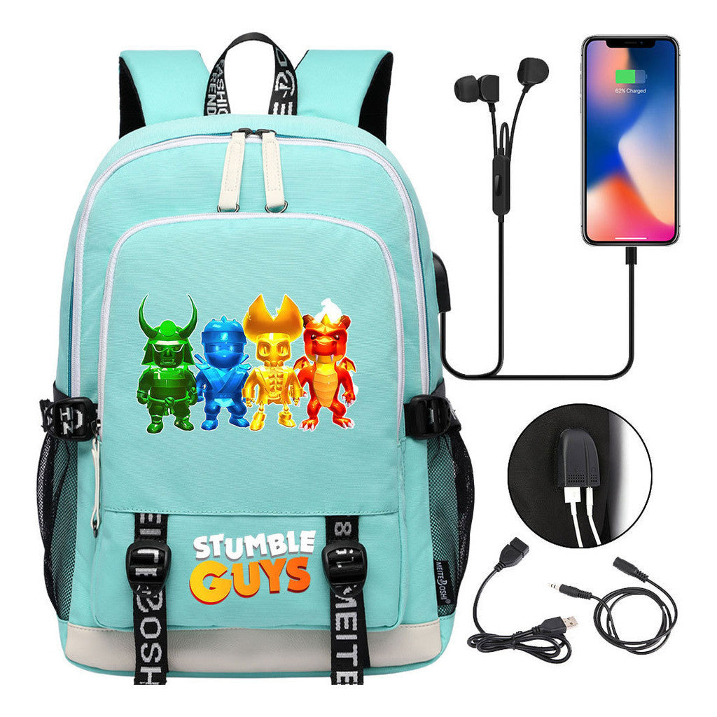 Printed Youth Student Backpack Usb Casual Backpack