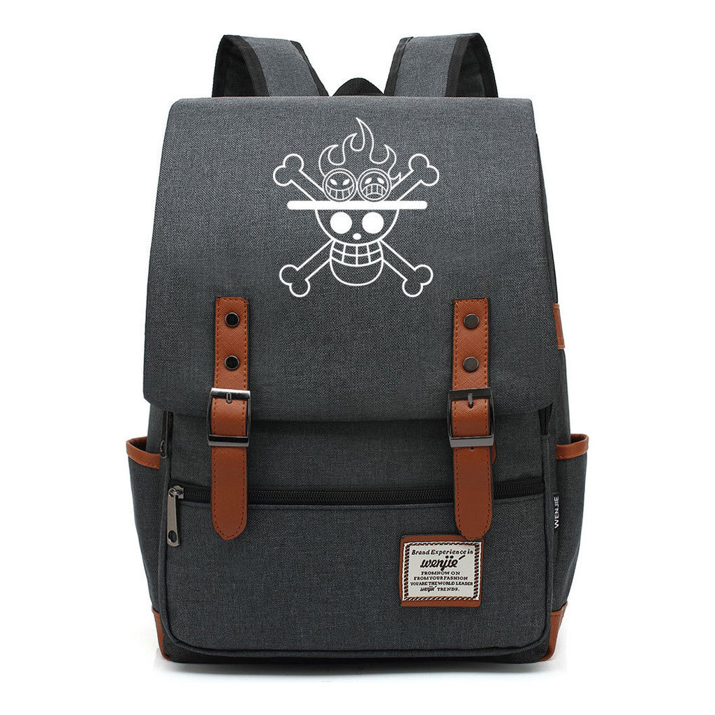 Anime One Piece King Luffy Printed Youth Student School Bag Men's And Women's Casual Belt Buckle Classic Backpack