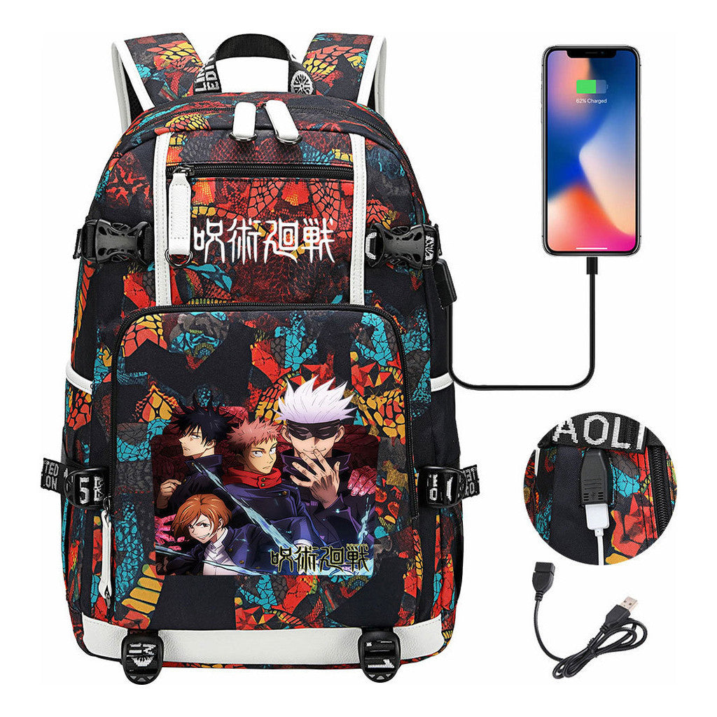 Printed Usb Youth Student Backpack For Men And Women's Leisure Large Capacity Travel Backpack
