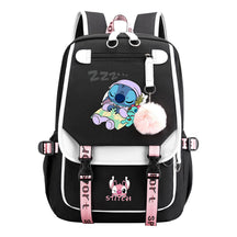 Interstellar Baby Stitch Usb Backpack For Men And Women, Casual Woven Strap Flip Back Backpack
