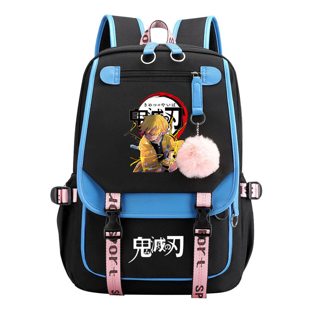 Cartoon Fashion Usb Youth School Bag For Boys And Girls Casual Ribbon Flip Backpack