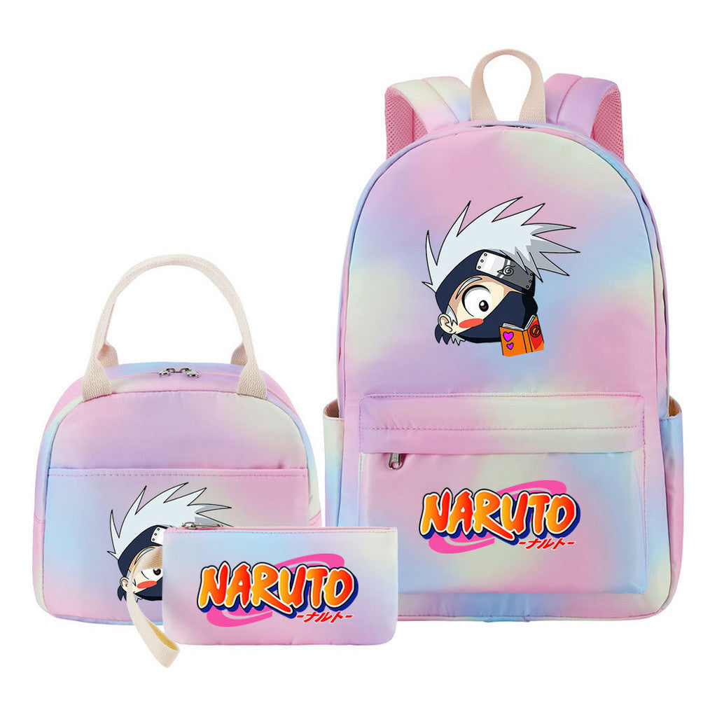Naruto Student Girl Backpack Lunch Bag Three Piece Set Backpack Set