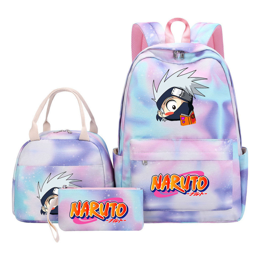 Naruto Student Girl Backpack Lunch Bag Three Piece Set Backpack Set