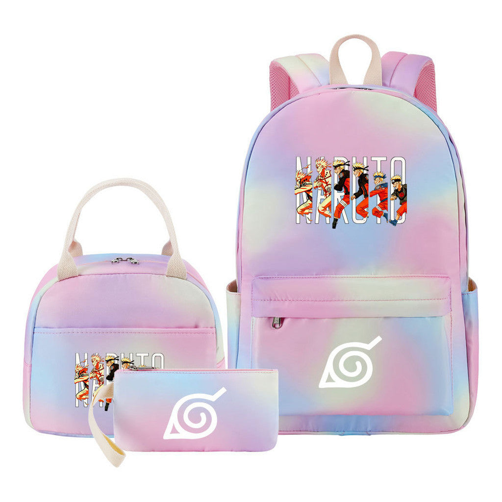 Naruto Teenage Student Girls School Bag Lunch Bag Three Piece Set Backpack Set